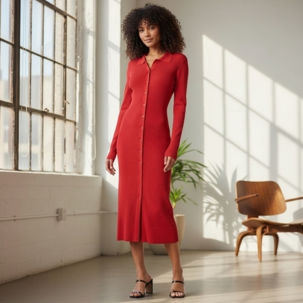 Jax Long Sleeve Red Dress